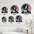 Beagle metal sign size guide showing square options from 8 by 8 to 24 by 24 inches