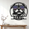 American Bulldog wall sign displayed above a console table in a bright home interior