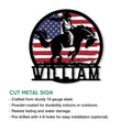 Rodeo bull rider cut metal sign feature graphic highlighting the sign design and display options