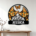 Bengal cat wall decor displayed on a light paneled wall above a console table