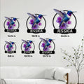 Hummingbird metal sign size guide displaying 8, 10, 12, 14, 18, and 24 inch options