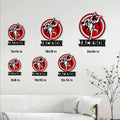 Jiu Jitsu metal sign shown in multiple size options on a living room wall