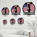 Cheerleading wall sign shown in multiple size options above a modern living room sofa
