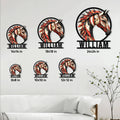 Horse metal sign size guide showing available square sizes from 8 by 8 to 24 by 24 inches