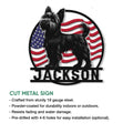 Yorkie metal sign product feature graphic showing the patriotic dog artwork and cut metal sign presentation