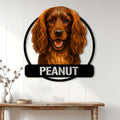 Boykin Spaniel wall sign displayed on a light wood-paneled wall above a console table