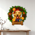 Labrador Retriever Christmas sign displayed as festive wall decor above a console table