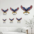 Patriotic eagle metal sign size guide showing available square dimensions
