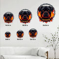 Rottweiler metal sign size guide showing six available square sizes from 8x8 to 24x24 inches