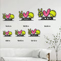 Tennis metal sign size guide showing multiple size options displayed in a bright living room setting