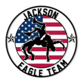Custom wrestling metal sign featuring two wrestlers in action against an American flag background