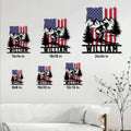 Skiing metal sign size guide showing multiple square size options in a living room setting