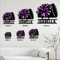 Cheerleading pom-pom and megaphone sign shown in multiple size options for bedroom or team room decor