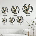 Norwegian Elkhound metal sign size guide showing six available square dimensions