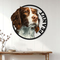 English Springer Spaniel wall sign displayed above a console table in a bright home interior