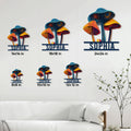 Mushroom metal sign size guide showing available square sizes from 8x8 to 24x24 inches