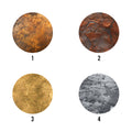 Color selection guide showing four finish options for the custom Viking crossed axes metal sign