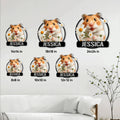 Hamster metal sign size guide showing six available square sizes from 8 by 8 to 24 by 24 inches