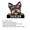 Yorkie metal sign feature graphic showing the patriotic terrier artwork and sign presentation