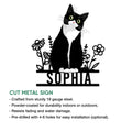 Tuxedo cat metal sign feature graphic showing the floral cat artwork and cut metal sign presentation
