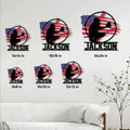 Baseball metal sign size guide showing display options from 8 by 8 inches to 24 by 24 inches