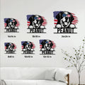 Saint Bernard metal sign size guide showing six available square sign sizes
