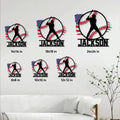 Baseball metal sign size guide showing available square dimensions from 8 by 8 to 24 by 24 inches