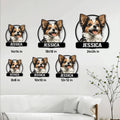 Chihuahua metal sign size guide showing multiple square size options for wall display