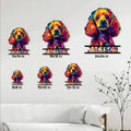 Poodle metal sign size guide showing available square sizes from 8 by 8 to 24 by 24 inches