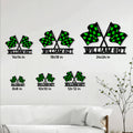 Racing flag metal sign size guide showing several square size options for wall display