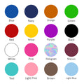 Color selection guide showing available racing sign colors including blue, red, green, black, hologram, and more