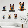 German Shepherd metal sign size guide displaying multiple available square size options