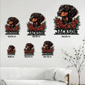 Dachshund metal sign size guide showing available square sizes from 8x8 to 24x24 inches