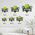 Tennis wall sign size guide showing multiple available dimensions from 8 by 8 to 24 by 24 inches