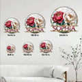 Flower metal sign size guide showing available round designs from 8 by 8 to 24 by 24 inches