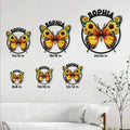 Butterfly metal sign size guide showing available sizes from 8 by 8 to 24 by 24 inches