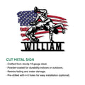 Wrestling metal sign product graphic showing the American flag artwork and cut metal sign features