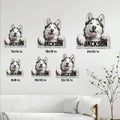 Husky metal sign size guide showing six square size options from 8 by 8 to 24 by 24 inches