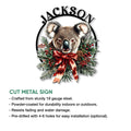 Koala Christmas metal sign feature graphic highlighting the cut-metal design and hanging options