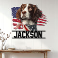 English Springer Spaniel wall sign displayed above a console table in a bright home interior