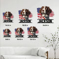 English Springer Spaniel metal sign size guide showing several available square size options