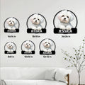 Maltese dog metal sign shown in multiple size options for pet-themed wall decor