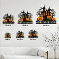 Halloween metal sign size guide showing available square sizes from 8x8 to 24x24 inches