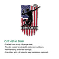 Volleyball metal sign product feature graphic showing the patriotic athlete artwork and cut metal sign design