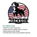 Patriotic beagle metal sign shown with cut-metal construction and indoor or outdoor display features