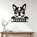 Boston Terrier wall decor displayed above a console table in a bright home entryway