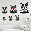 Boston Terrier metal sign size guide showing six available square size options