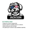 Feature graphic showing a Havanese dog metal sign with patriotic sunglasses and cut-metal construction details