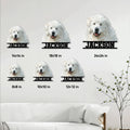 Great Pyrenees metal sign size guide showing six available square dimensions