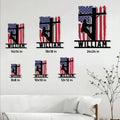 Lineman metal sign size guide showing multiple square size options from 8 by 8 to 24 by 24 inches